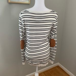 Renee C Striped Sweater with Elbow Pads